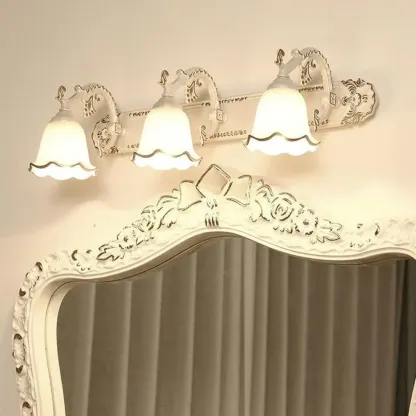 Vintage White Floral Vanity Light with Unique Accents Image - 1