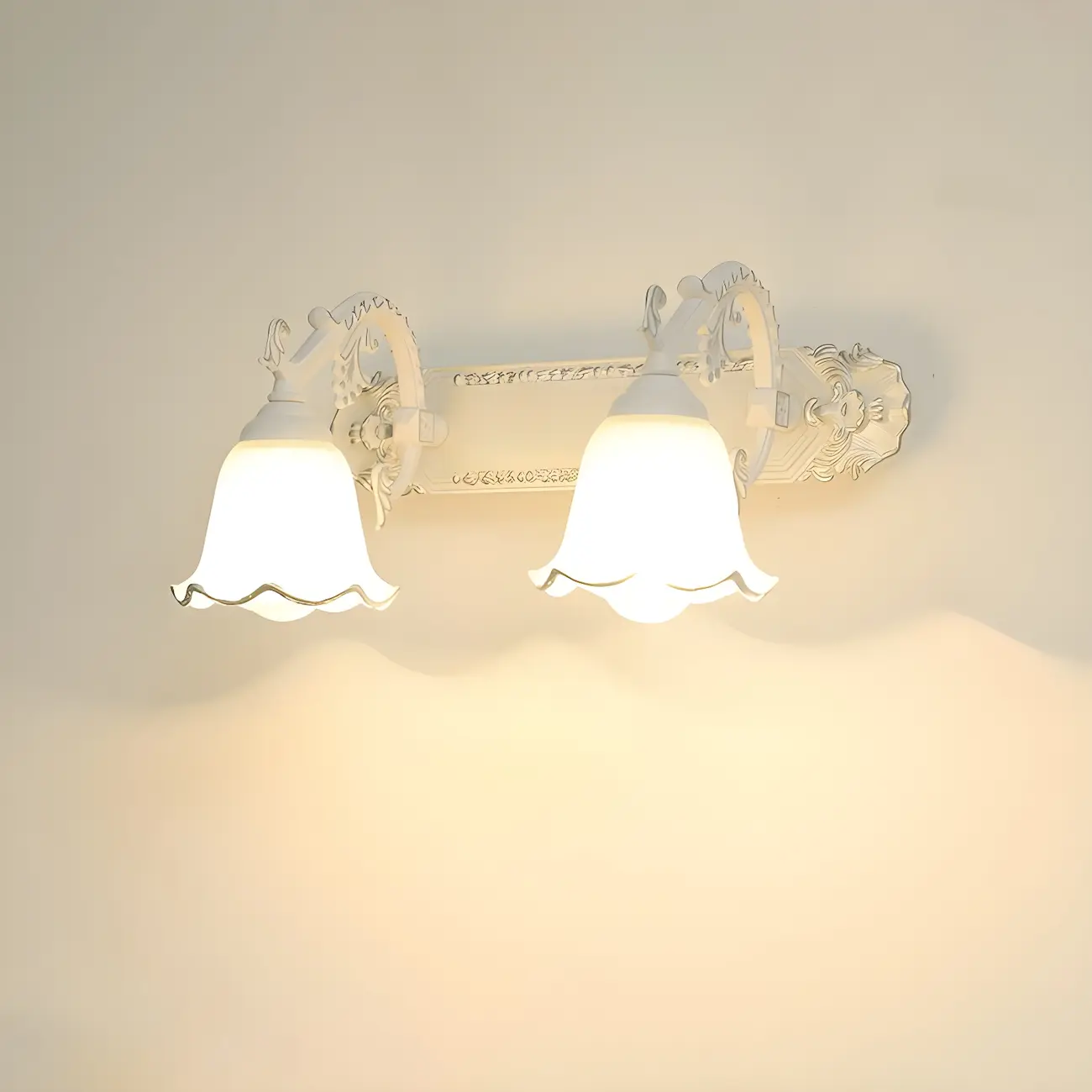 Vintage White Floral Vanity Light with Unique Accents Image - 9 | homeyfad