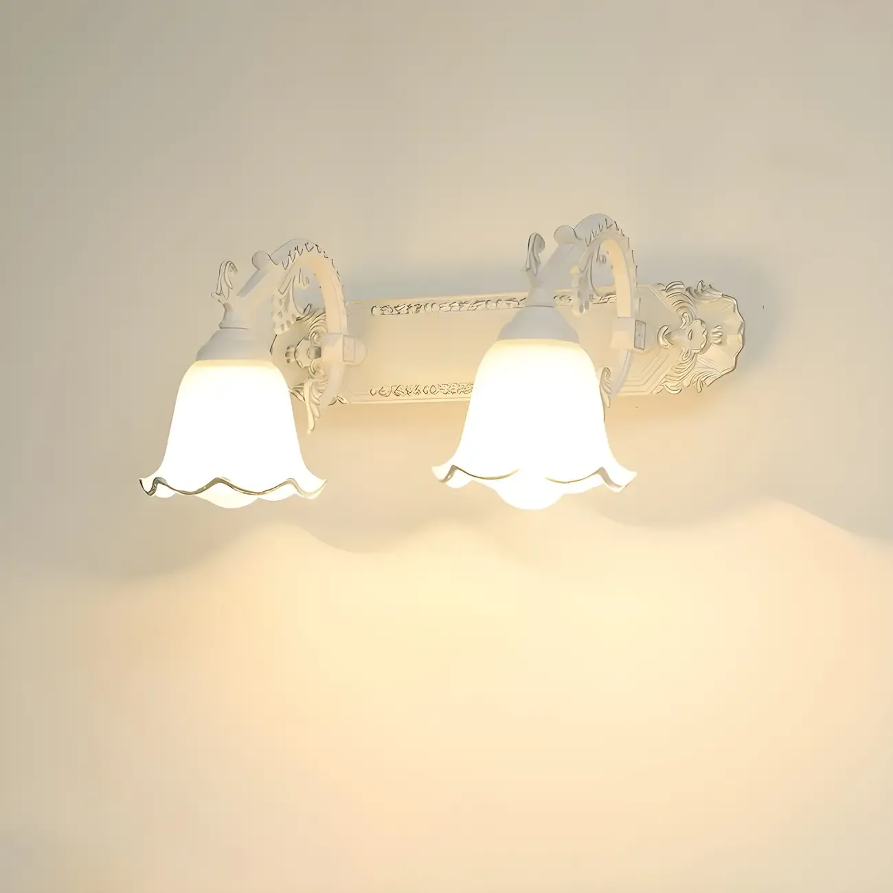 Vintage White Floral Vanity Light with Unique Accents Image - 9