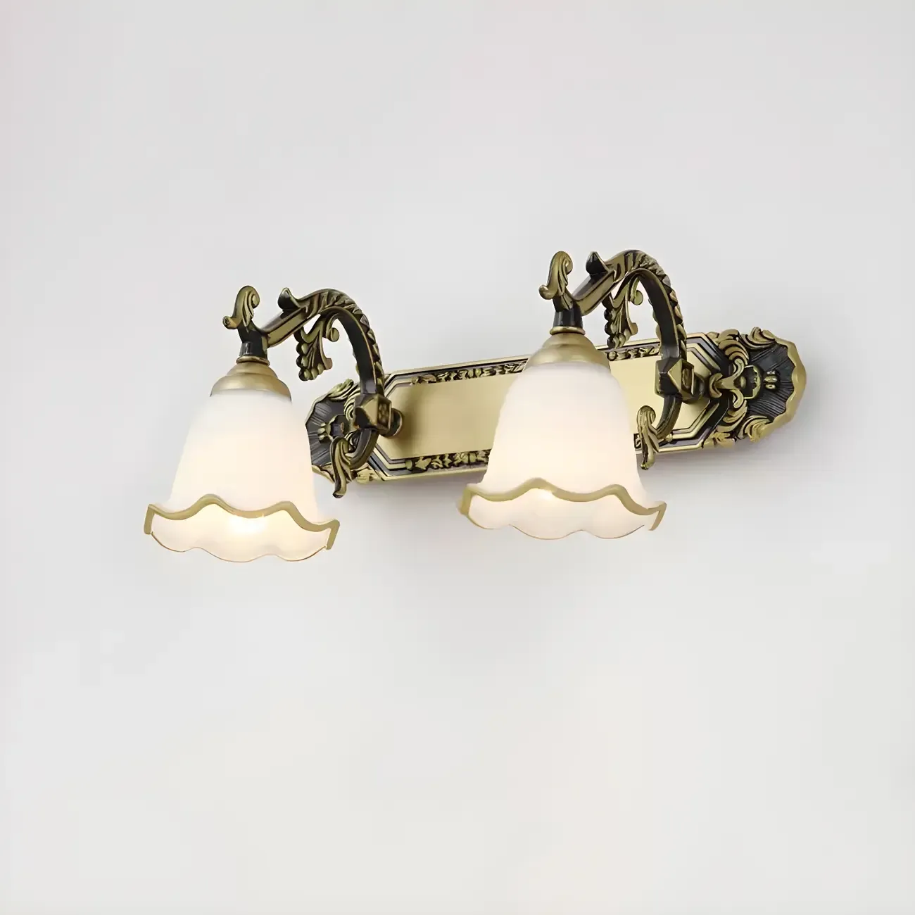 Vintage White Elegant Floral Glass Vanity Light for Bathroom - HomeyFad