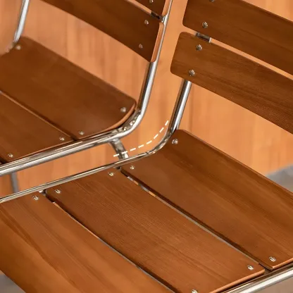 Durable Steel Frame Comfortable Brown Wood Back Bar Stool Image - 6