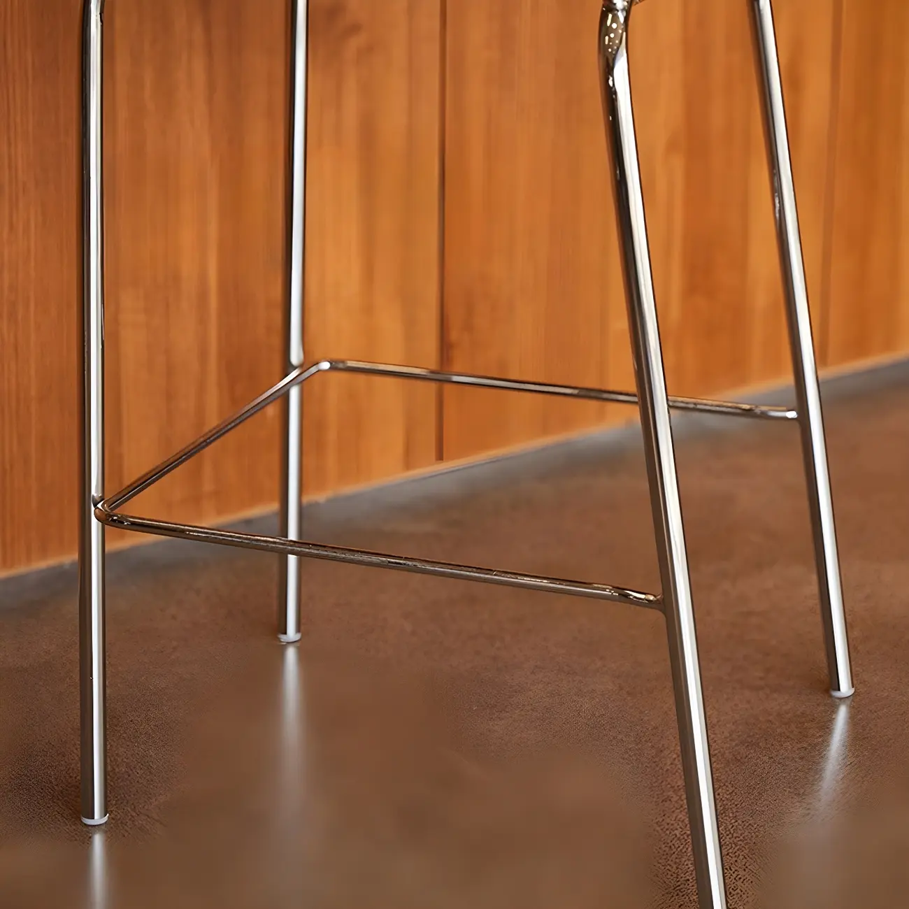 Durable Steel Frame Comfortable Brown Wood Back Bar Stool Image - 7 | homeyfad