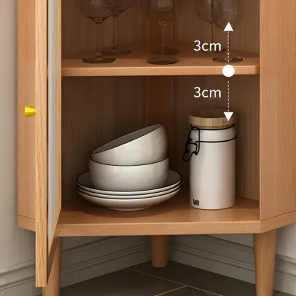 Wooden Corner Display Cabinet with Glass Door Image - 6