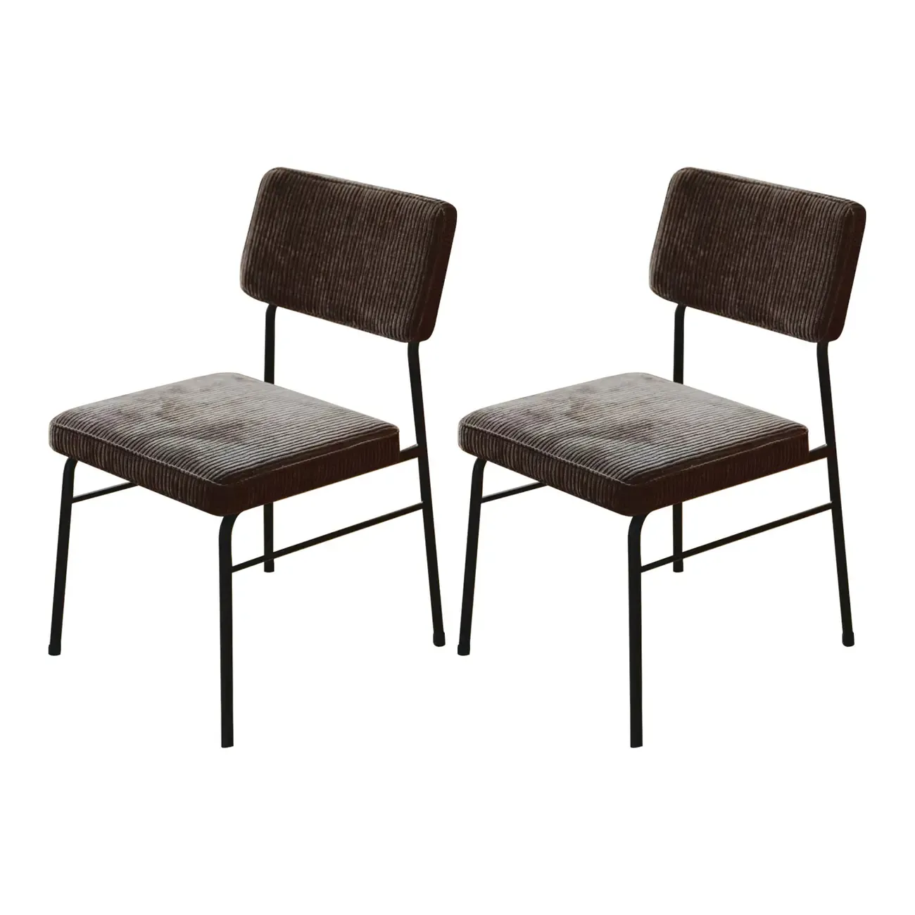 Mid-Century Modern Corduroy Armless Dining Chair Set of 2 Image - 6