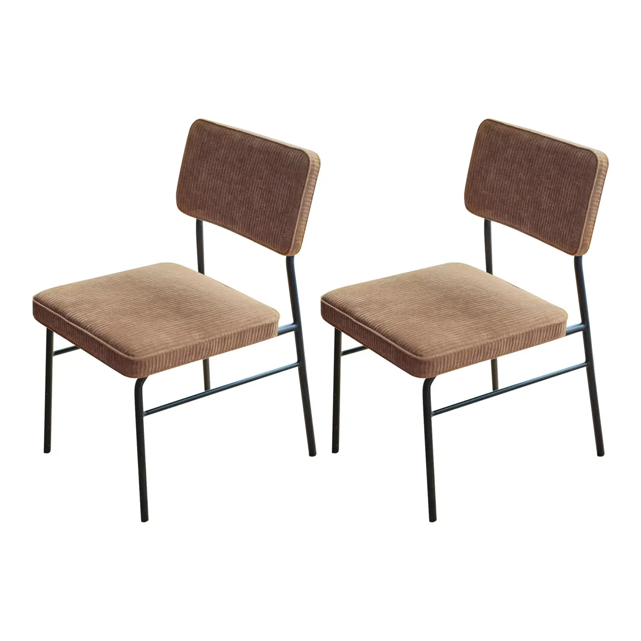 Mid-Century Modern Corduroy Armless Dining Chair Set of 2 Image - 7 | homeyfad
