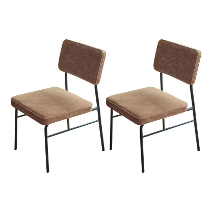 Mid-Century Modern Corduroy Armless Dining Chair Set of 2 Image - 7