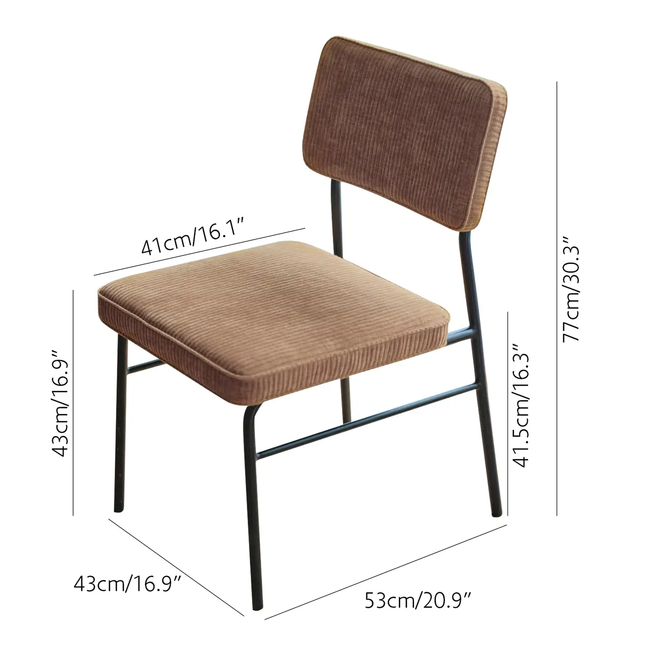 Mid-Century Modern Corduroy Armless Dining Chair Set of 2 #size | homeyfad