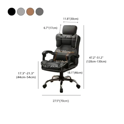 Ergonomic Brown Leather Reclining Office Chair #size