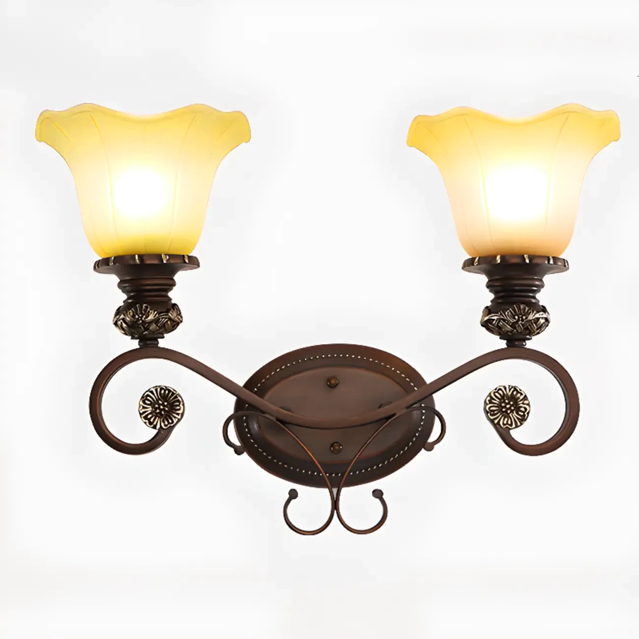 Vintage Glass Shade Brown Up Wall Sconce Image - 5 | homeyfad