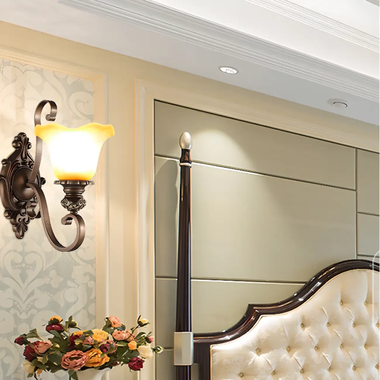 Vintage Glass Shade Brown Up Wall Sconce Image - 8 | homeyfad