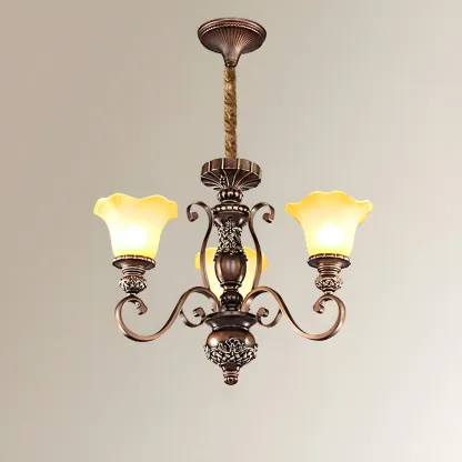 Brown Floral Metal Vintage Chandelier Classic Design Image - 2