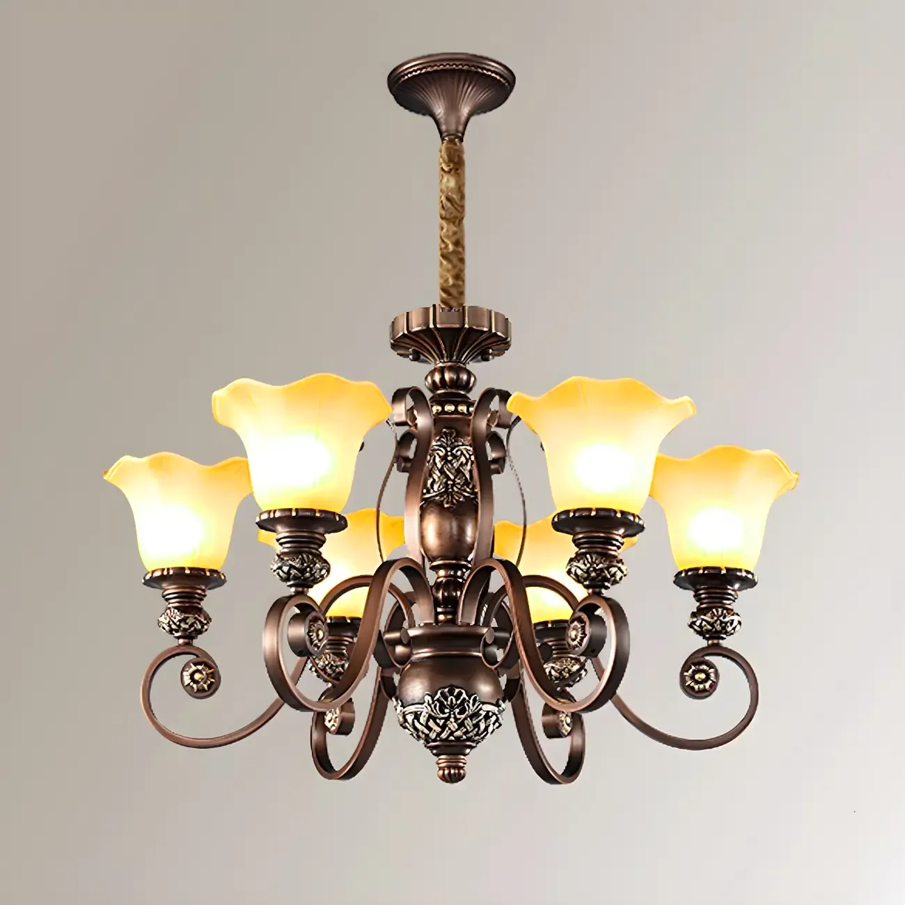 Brown Floral Metal Vintage Chandelier Classic Design Image - 3
