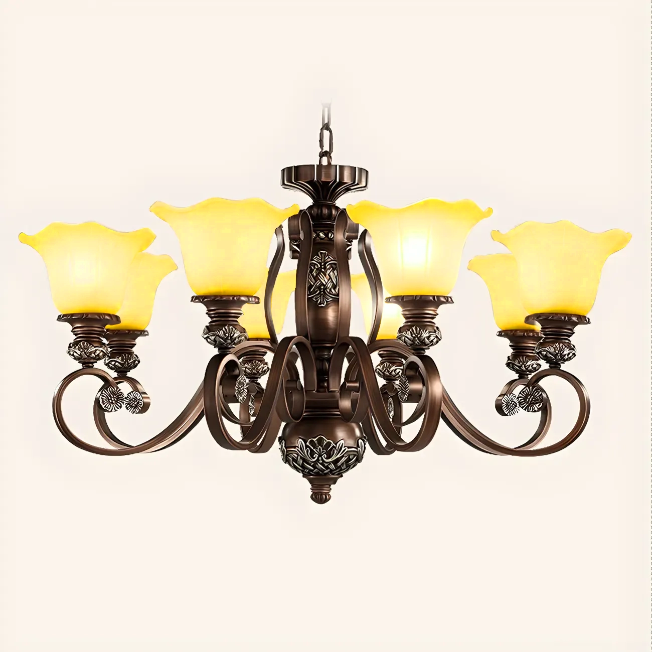 Brown Floral Metal Vintage Chandelier Classic Design Image - 5 | homeyfad