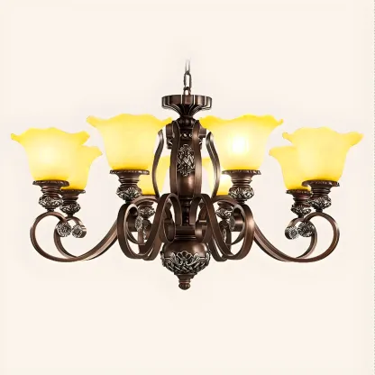 Brown Floral Metal Vintage Chandelier Classic Design Image - 5