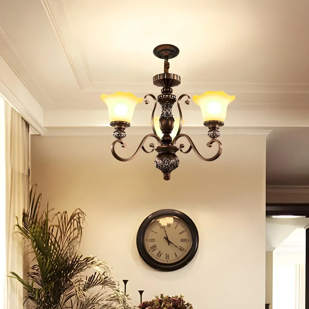 Brown Floral Metal Vintage Chandelier Classic Design Image - 18