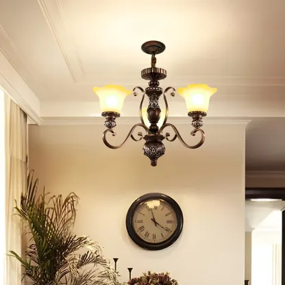Brown Floral Metal Vintage Chandelier Classic Design Image - 18