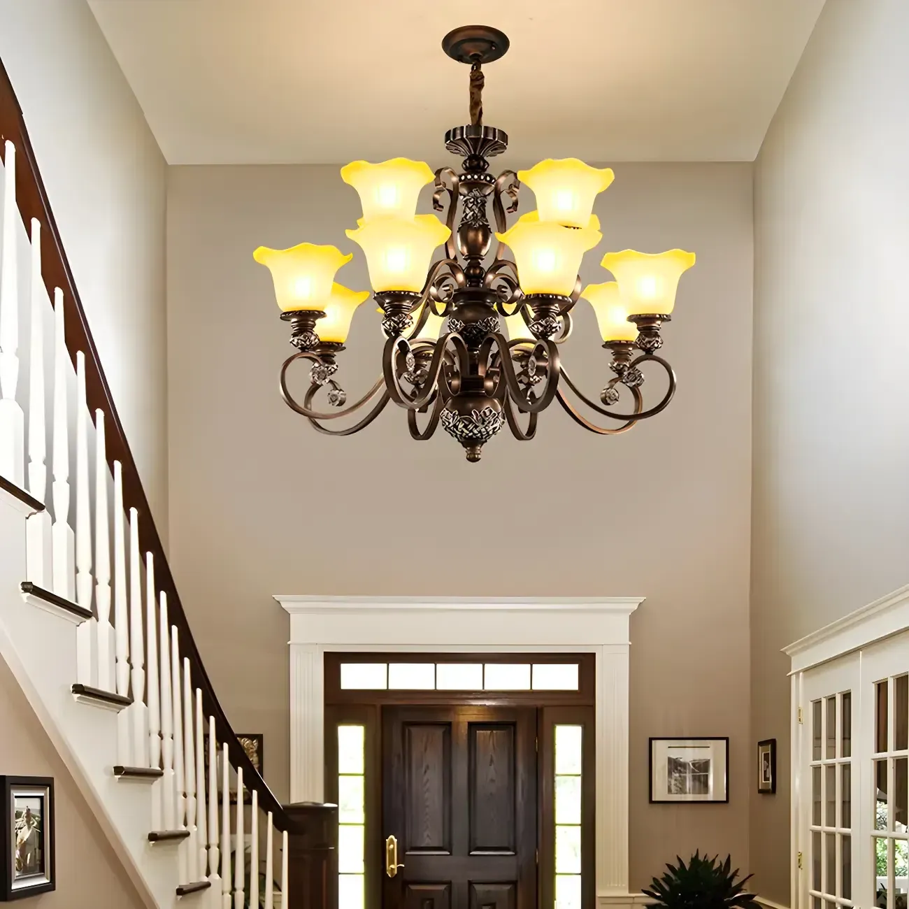 Brown Floral Metal Vintage Chandelier Classic Design Image - 19