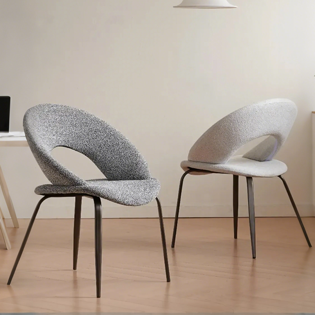 Modern Fabric Open Back Armless Dining Chair with Metal Legs Image - 1 | homeyfad