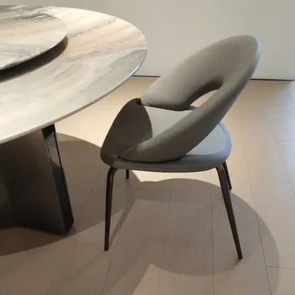 Modern Fabric Open Back Armless Dining Chair with Metal Legs Image - 2