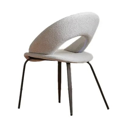 Modern Fabric Open Back Armless Dining Chair with Metal Legs Image - 7