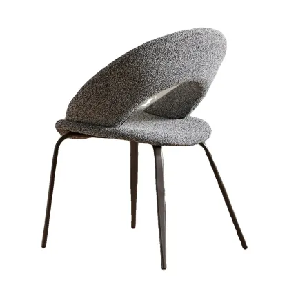 Modern Fabric Open Back Armless Dining Chair with Metal Legs Image - 8