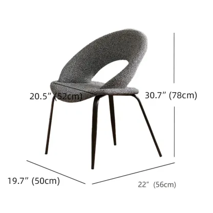 Modern Fabric Open Back Armless Dining Chair with Metal Legs #size