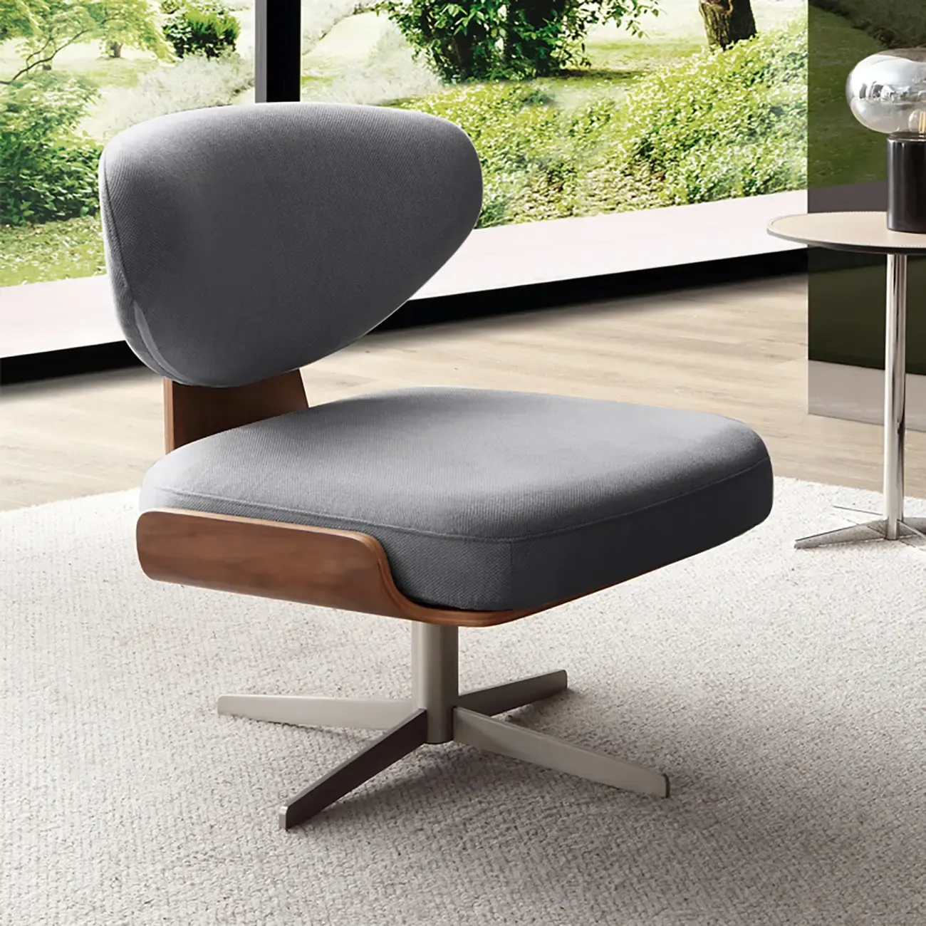 Modern Fabric Upholstery Swivel Accent Chair Image - 2