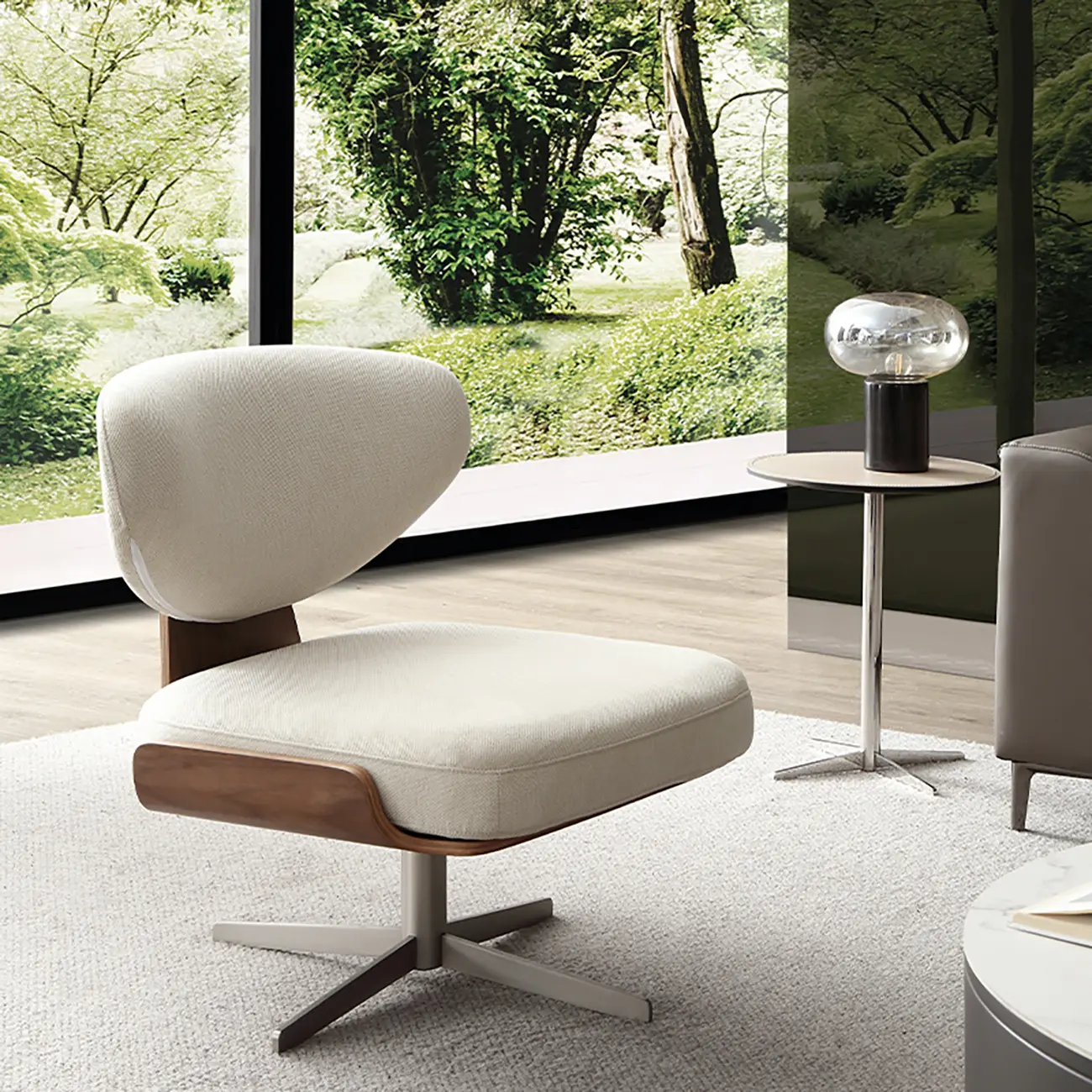 Modern Fabric Upholstery Swivel Accent Chair Image - 1 | homeyfad