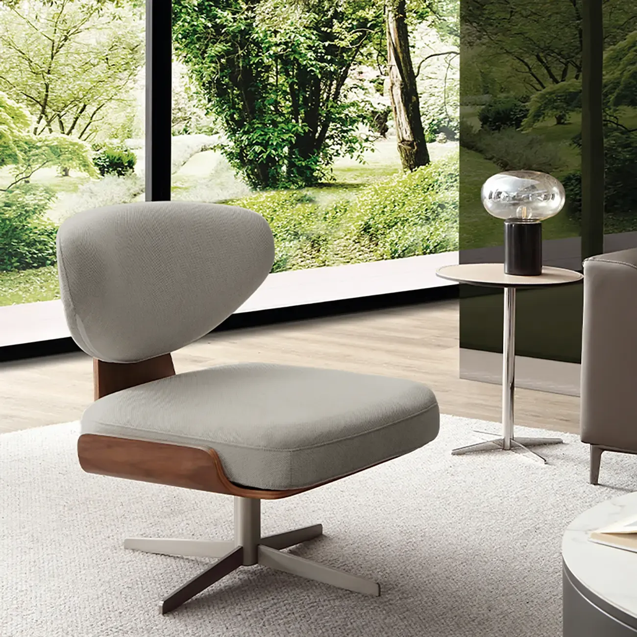 Modern Fabric Upholstery Swivel Accent Chair Image - 6