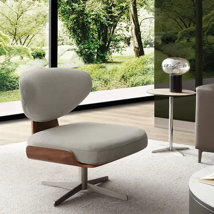 Modern Fabric Upholstery Swivel Accent Chair Image - 6