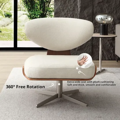 Modern Fabric Upholstery Swivel Accent Chair Image - 4