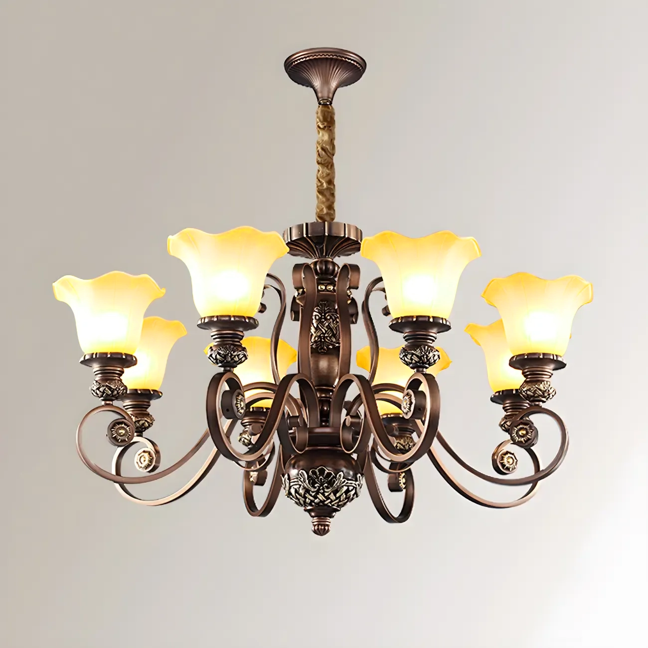 Brown Floral Metal Vintage Chandelier Classic Design Image - 10 | homeyfad