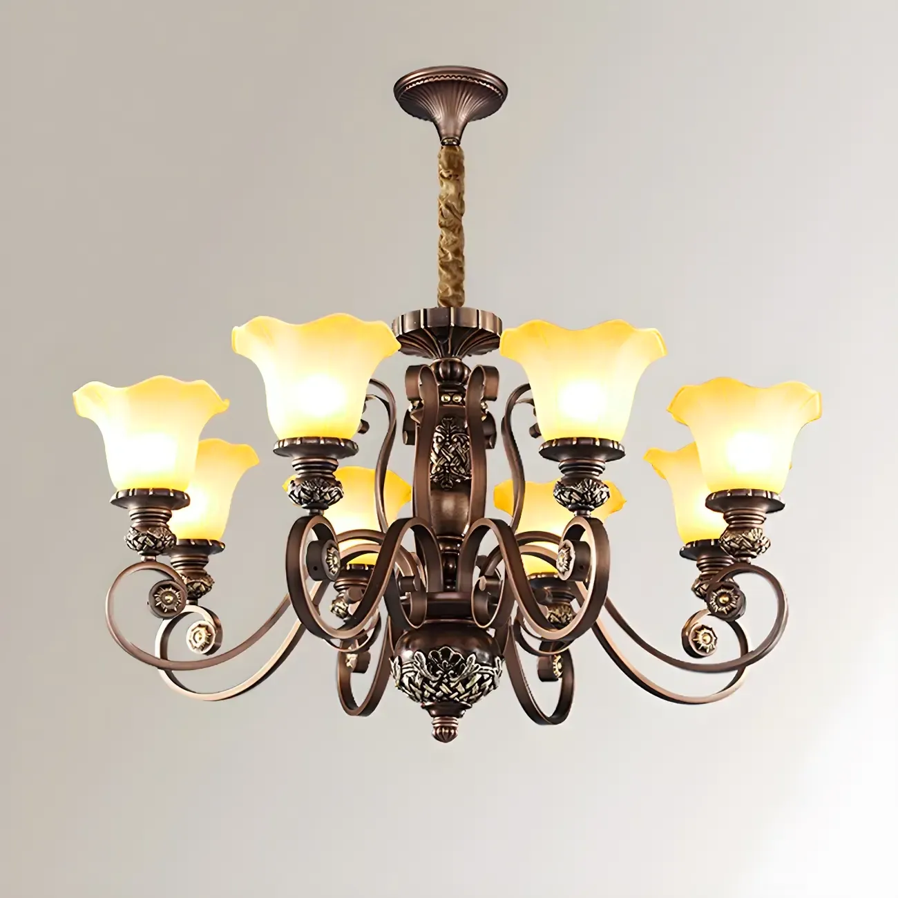Brown Floral Metal Vintage Chandelier Classic Design Image - 10