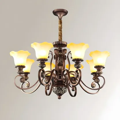 Brown Floral Metal Vintage Chandelier Classic Design Image - 10