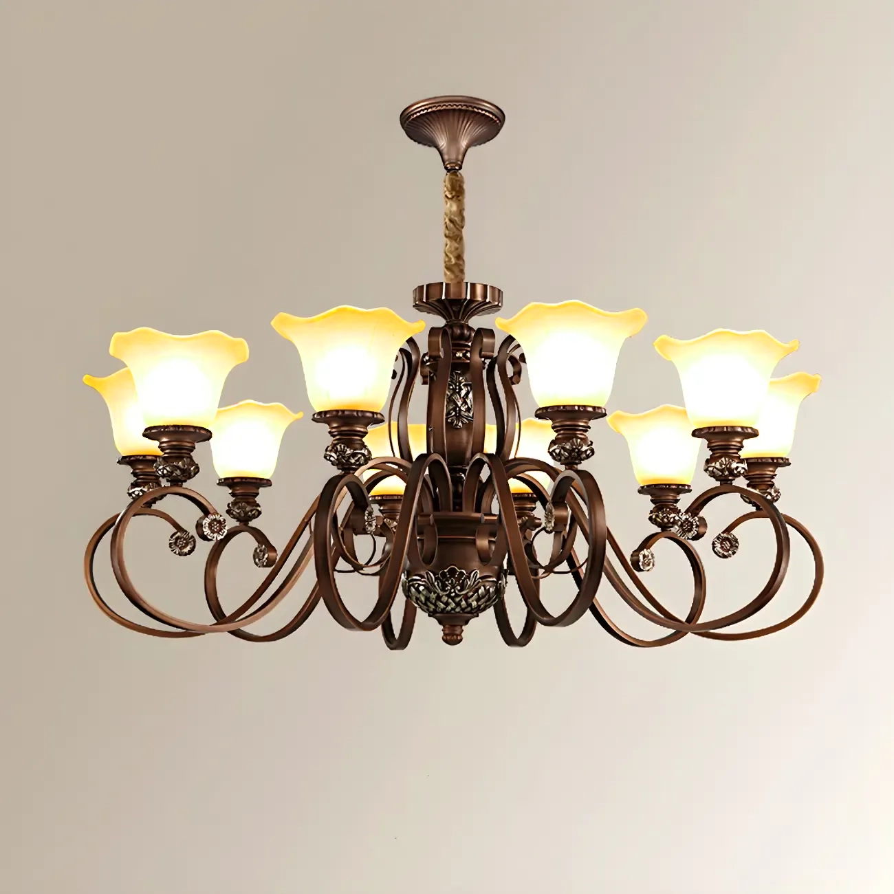 Brown Floral Metal Vintage Chandelier Classic Design Image - 7 | homeyfad