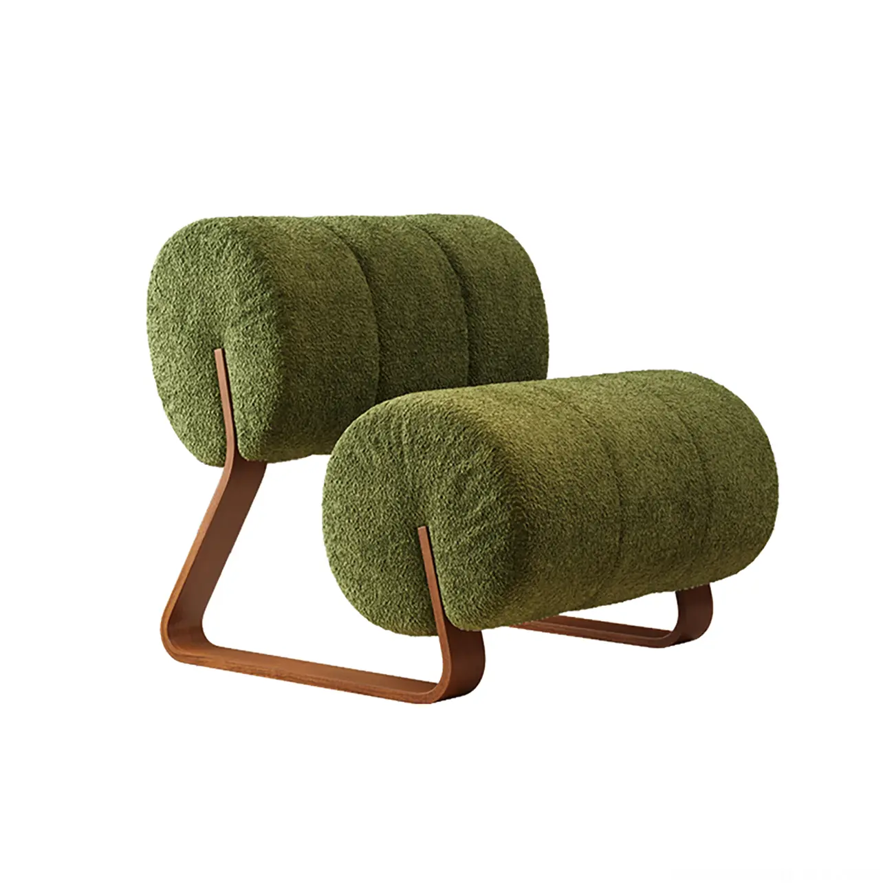  Mid-Century Modern Sherpa Armless Accent Chair with Metal Base Image - 6 | homeyfad