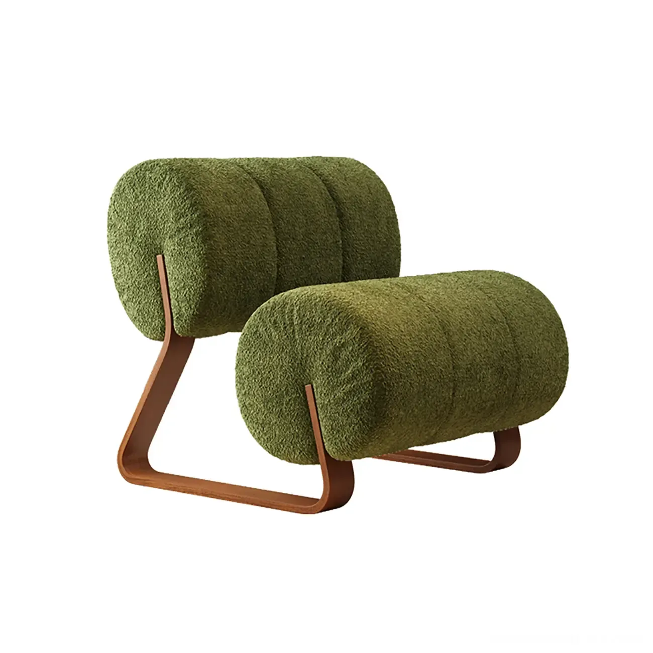  Mid-Century Modern Sherpa Armless Accent Chair with Metal Base Image - 6