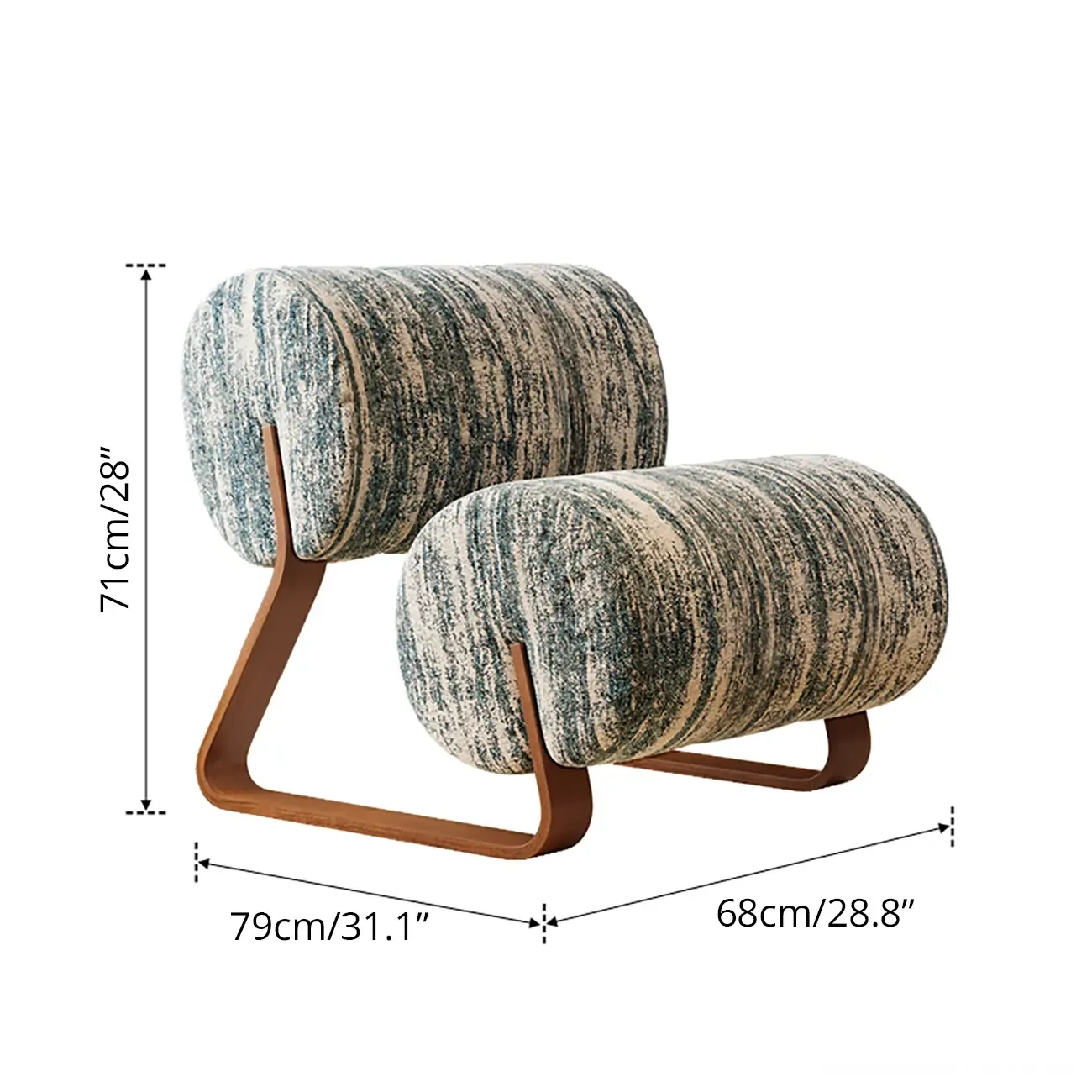  Mid-Century Modern Sherpa Armless Accent Chair with Metal Base #size