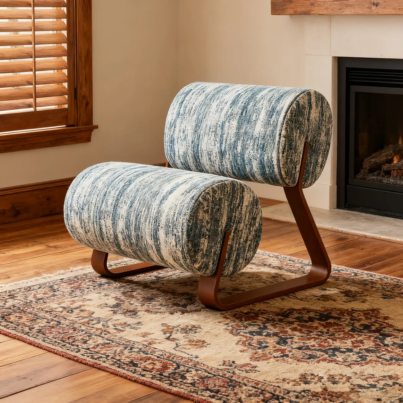  Mid-Century Modern Sherpa Armless Accent Chair with Metal Base Image - 1 | homeyfad