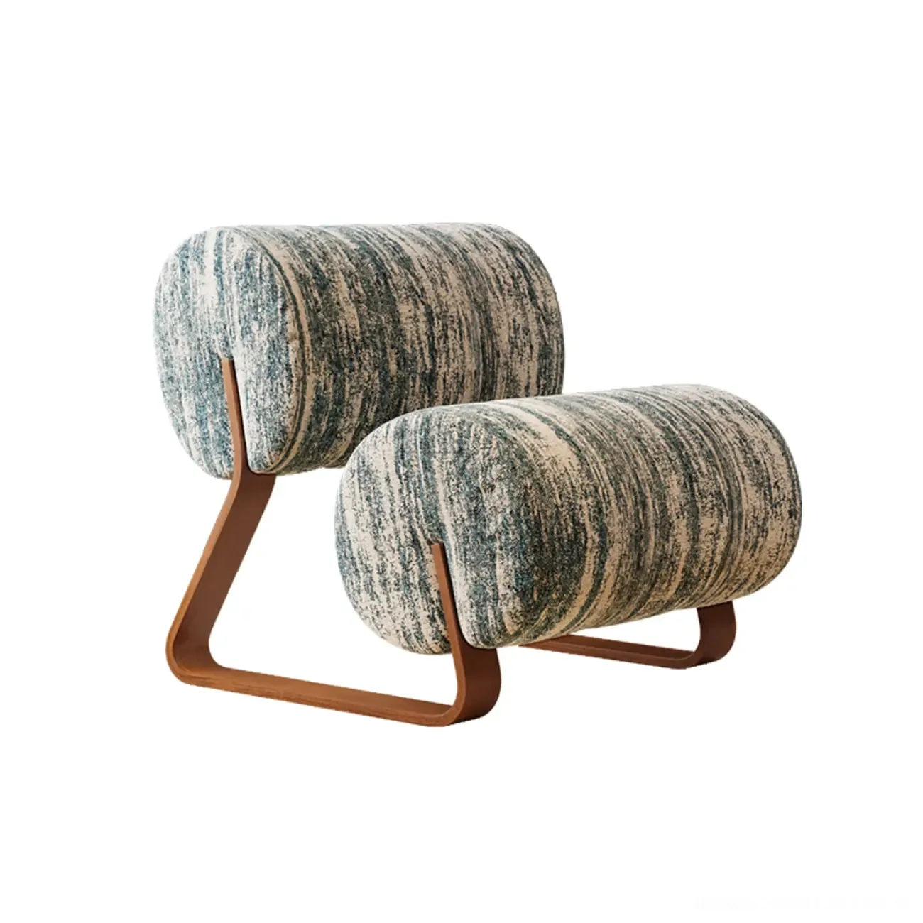  Mid-Century Modern Sherpa Armless Accent Chair with Metal Base Image - 3