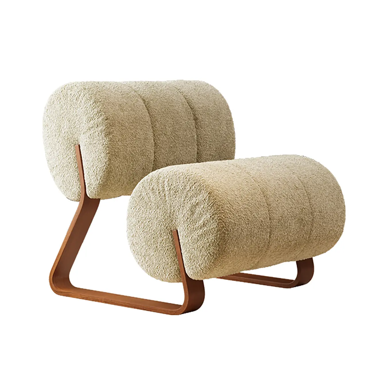  Mid-Century Modern Sherpa Armless Accent Chair with Metal Base Image - 4 | homeyfad