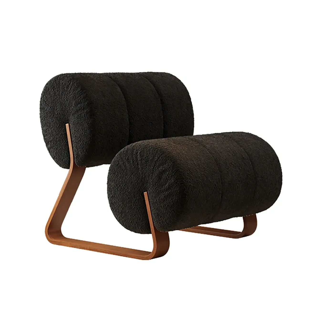  Mid-Century Modern Sherpa Armless Accent Chair with Metal Base Image - 5