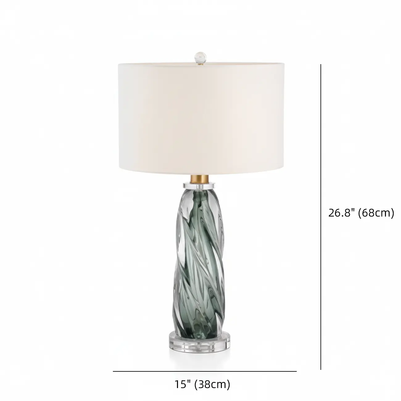 Modern Green Twisted Glass Table Lamp with Fabric Shade Image - 6 | homeyfad
