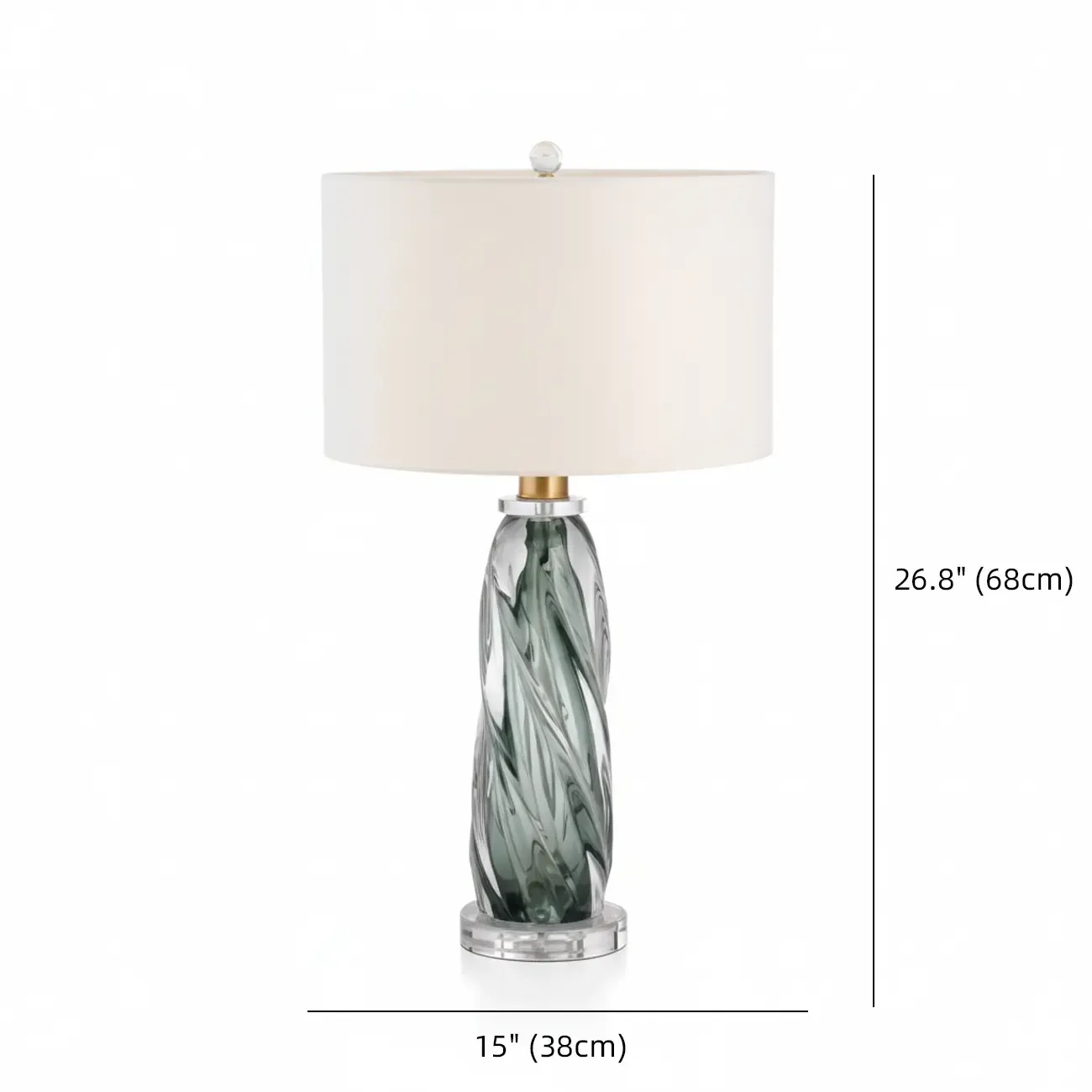 Modern Green Twisted Glass Table Lamp with Fabric Shade Image - 6