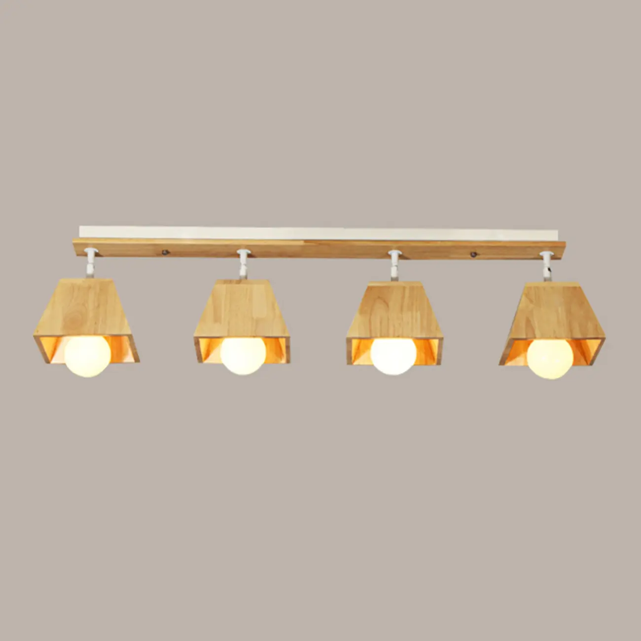 4-Light Wood Fixed Track Lighting Modern LED Adjustable Head | homeyfad