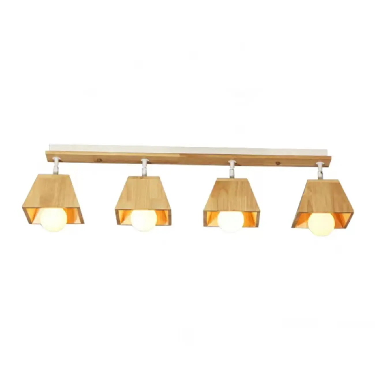 4-Light Wood Fixed Track Lighting Modern LED Adjustable Head | homeyfad