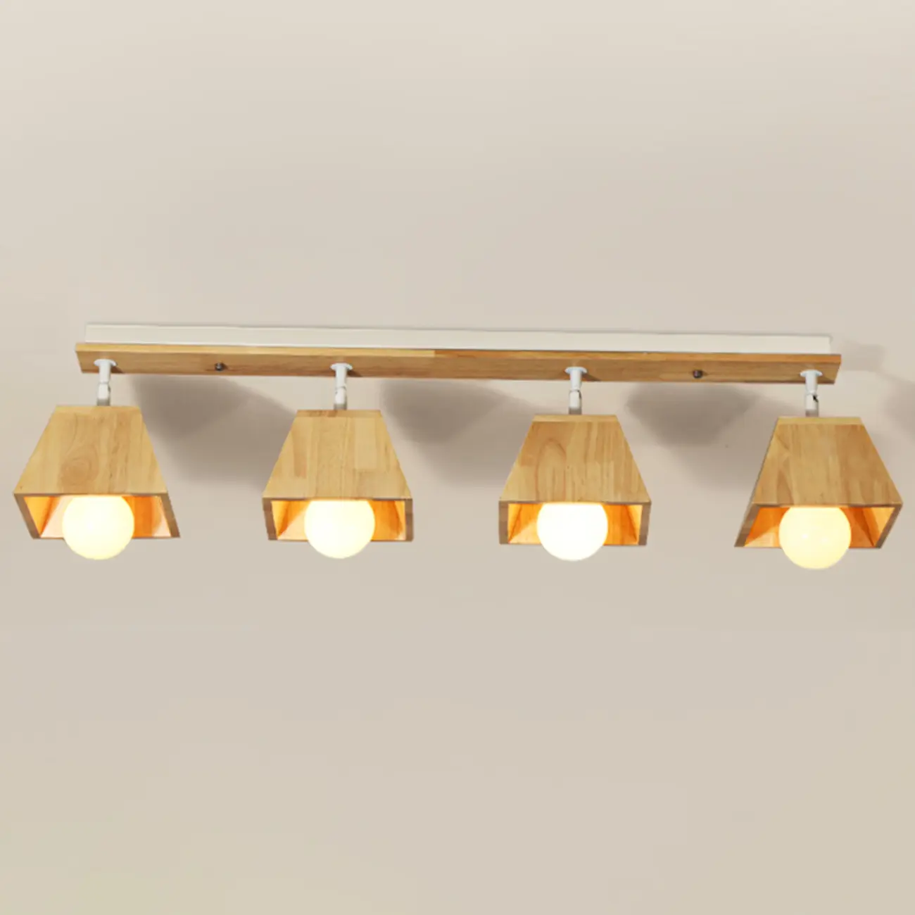 4-Light Wood Fixed Track Lighting Modern LED Adjustable Head | homeyfad