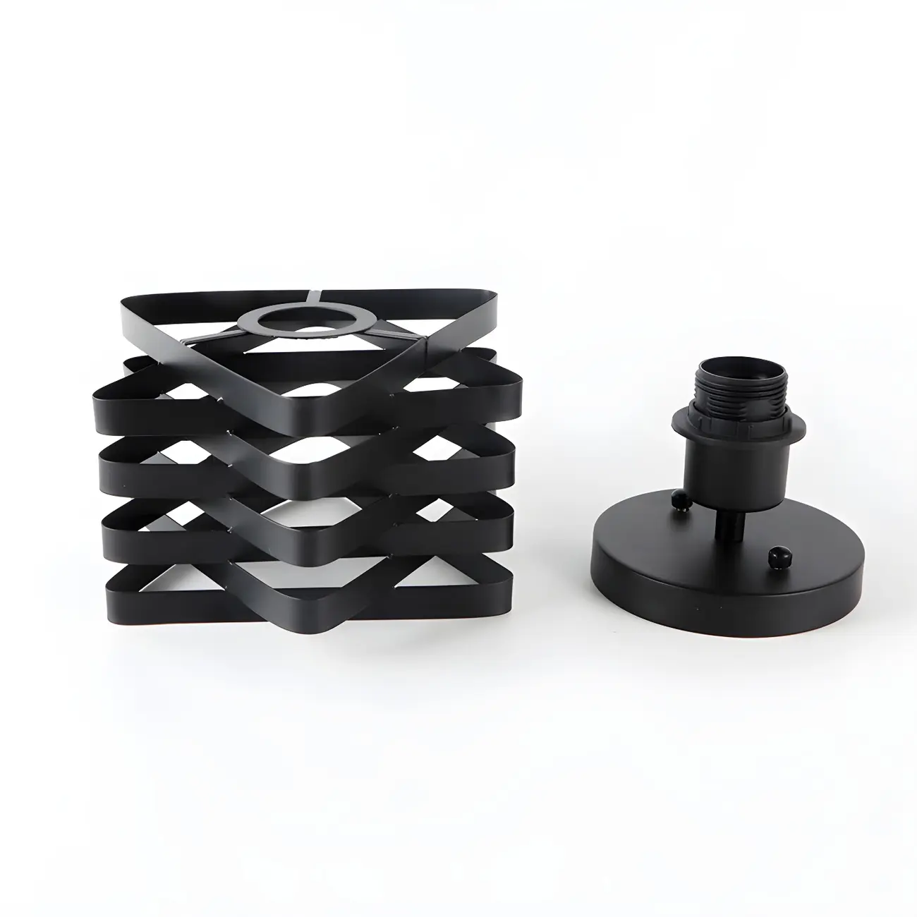 Geometric Black Industrial Iron Semi Flush Ceiling Light Image - 8 | homeyfad