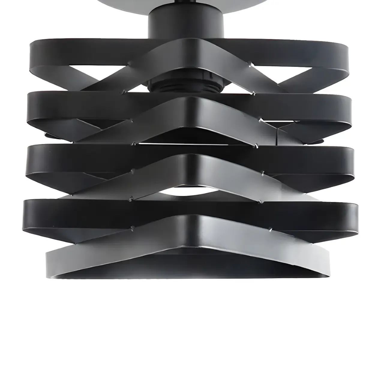 Geometric Black Industrial Iron Semi Flush Ceiling Light Image - 10