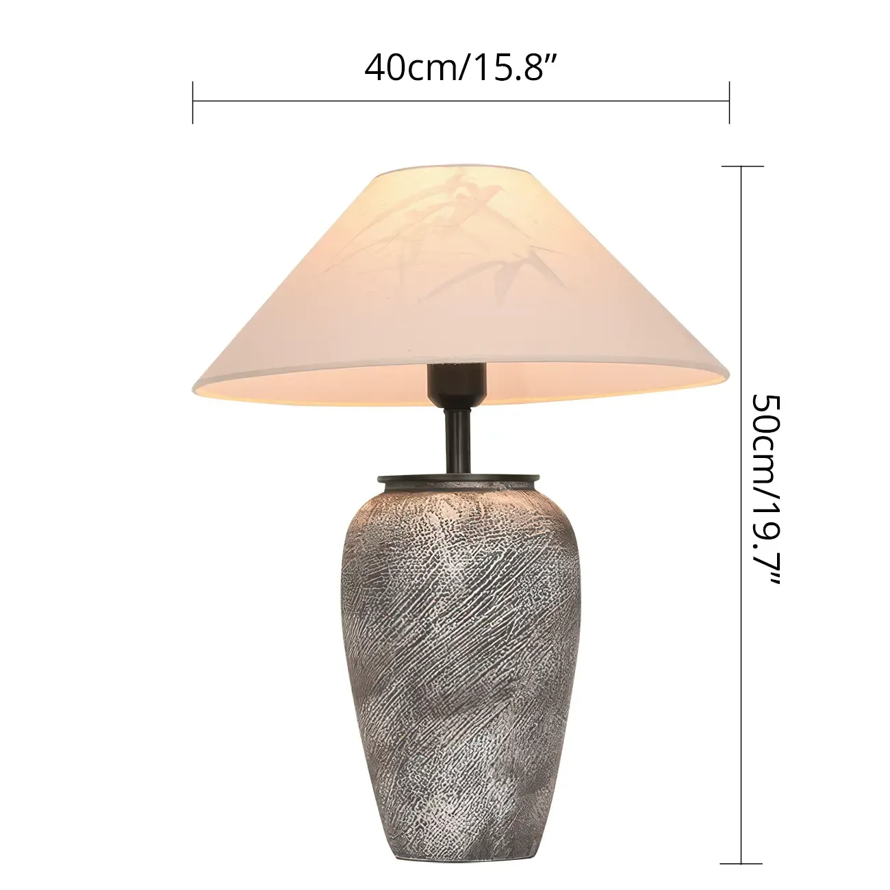 Modern Gray Ceramic Table Lamp with Fabric Shade #size